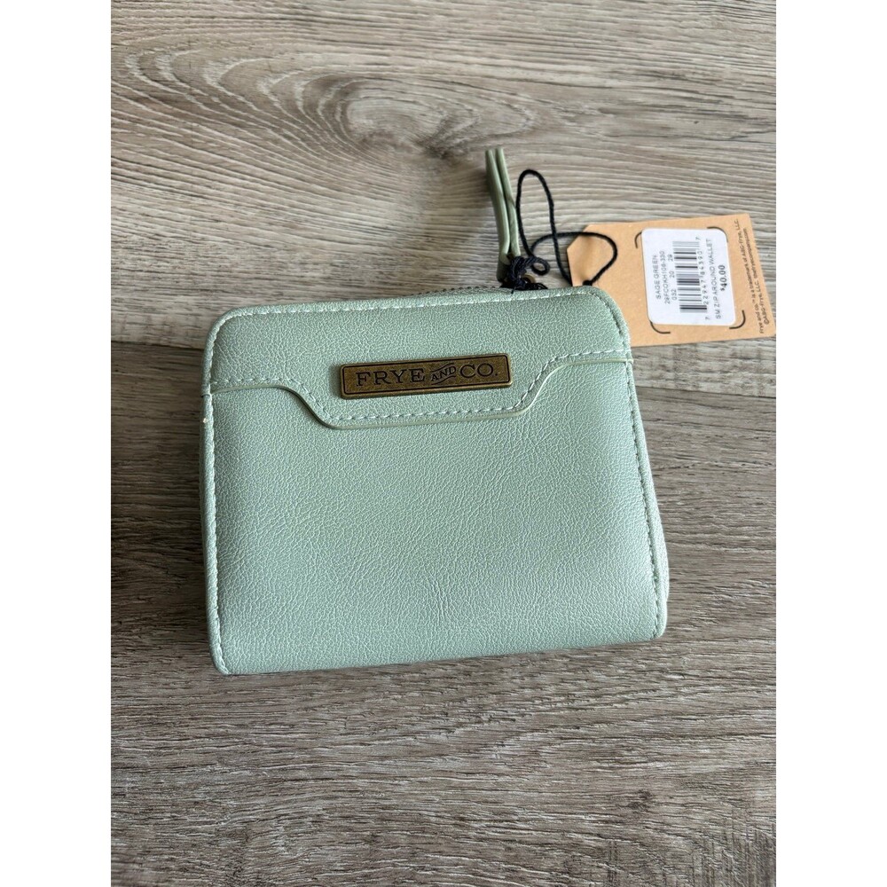 NWT Frye & Co Sage Green Zip Wallet | Compact Wristlet Coin Purse